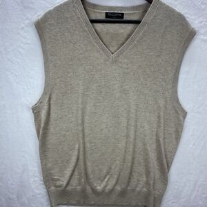 Kallspin Mens Wool Blend V Neck Sweater Vest Beige XL Soft Lightweight